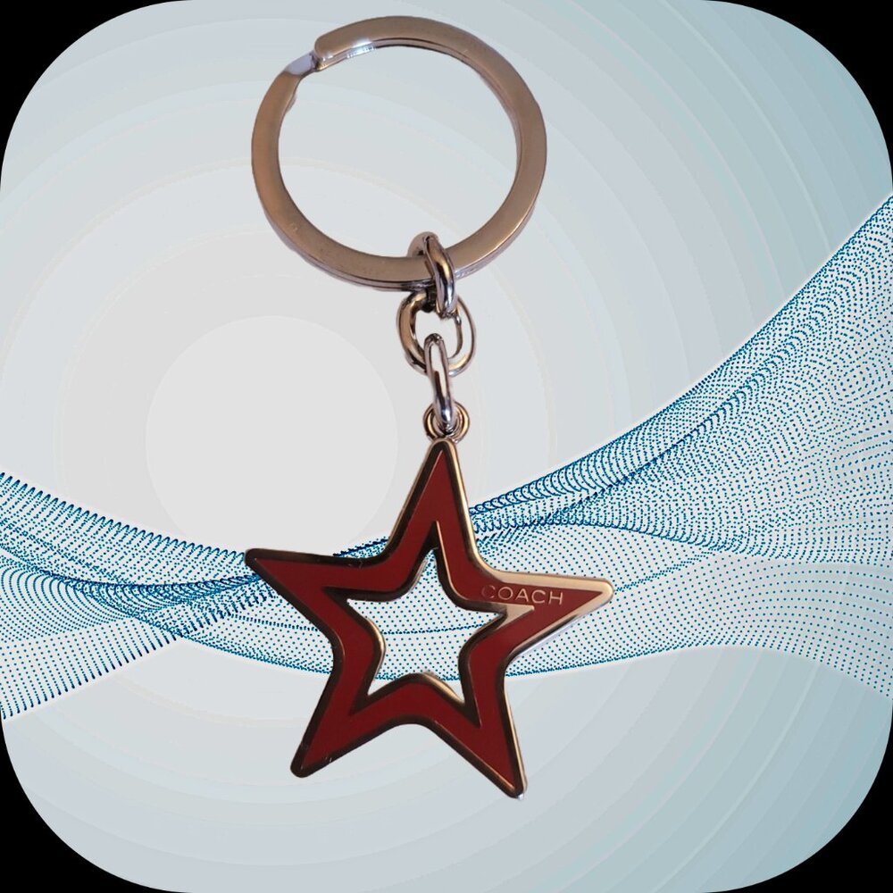 COACH -Signature Red Enamel Star Keychain/ Bag Charm/Key Ring. Brand New.Vintage - Picture 3 of 11
